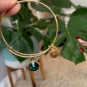 Gold Alex & ani emerald charm
